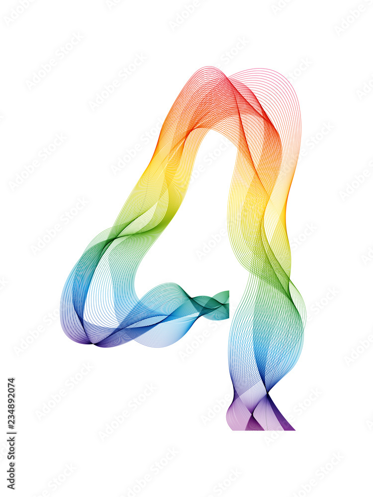 Obraz premium WAVY RAINBOW NUMBER 4 ICON