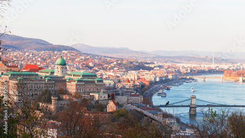 Skyline of Budapest, Hungary, view of danube and buda palace.