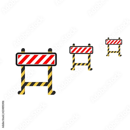 Barrier gate of a black and yellow striped color. Flat isolated vector illustration car barrier, on a white background.