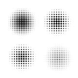 Set of circles with halftone effect. Vector illustration