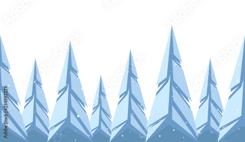 Snowy pine forest. Christmas background. Geometric graphic design
