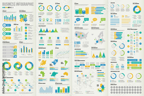 Set of business infographic elements. Vector illustration for making your own layout.