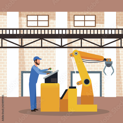 Worker on car factory