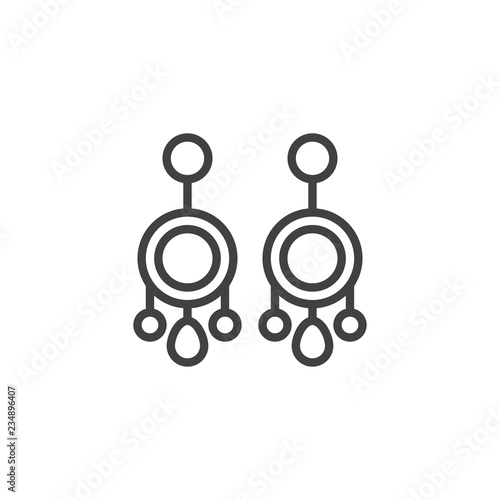 Earring pair outline icon. linear style sign for mobile concept and web design. Woman jewelry simple line vector icon. Symbol, logo illustration. Pixel perfect vector graphics