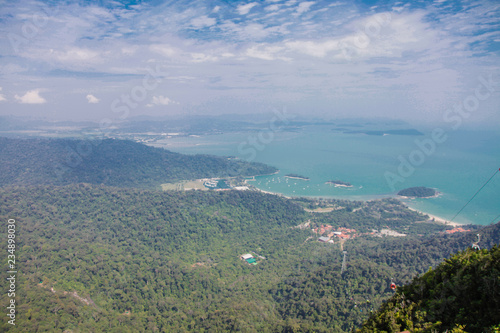 Langkawi island from above view of mountains and sea