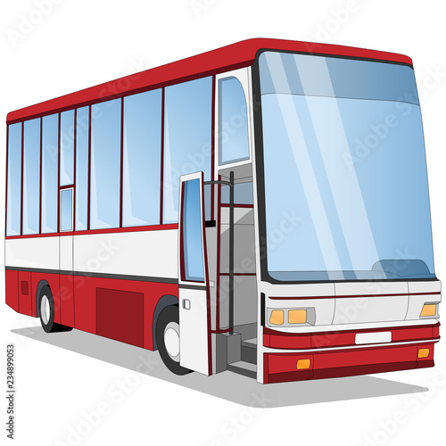 Funny bus. Isolated on white background. Vector illustration.