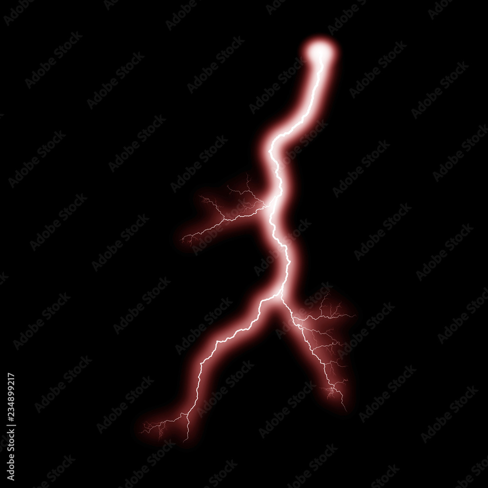 Isolated realistic electrical lightning strike visual effect on black night background. Energy change. Isolated realistic electrical lightning strike visual effect on black night background. Energy change.