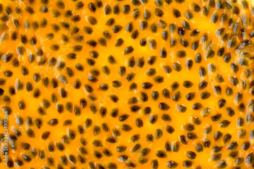 Passion fruit juice close up texture for background