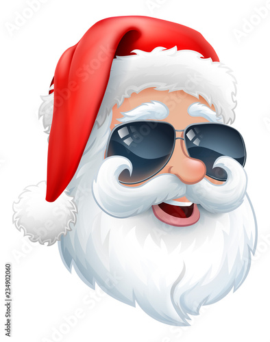 Cool Santa Claus Christmas cartoon character in shades or sunglasses