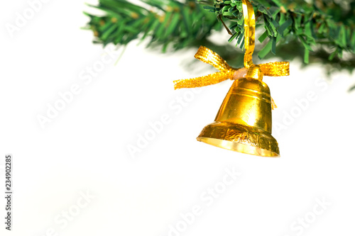 Decorated Christmas tree with colorful ornaments and copyspace design for make background