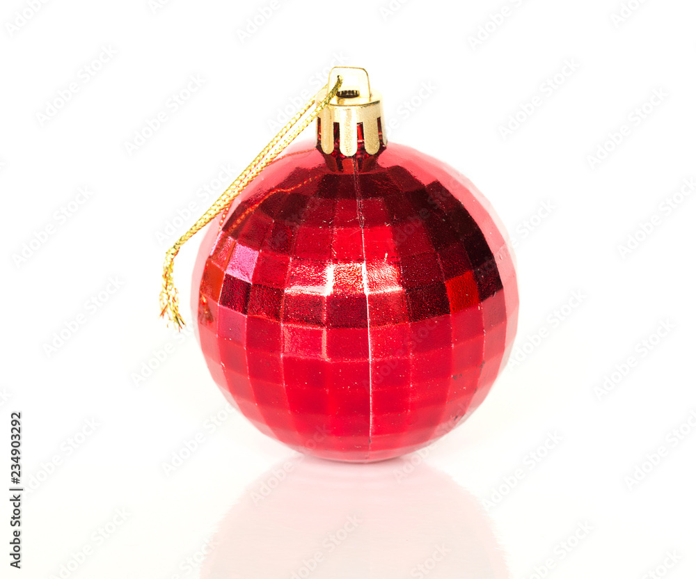Isolate of ornament object for decoration on Christmas tree, Red ball Isolate of ornament object for decoration on Christmas tree, Red ball