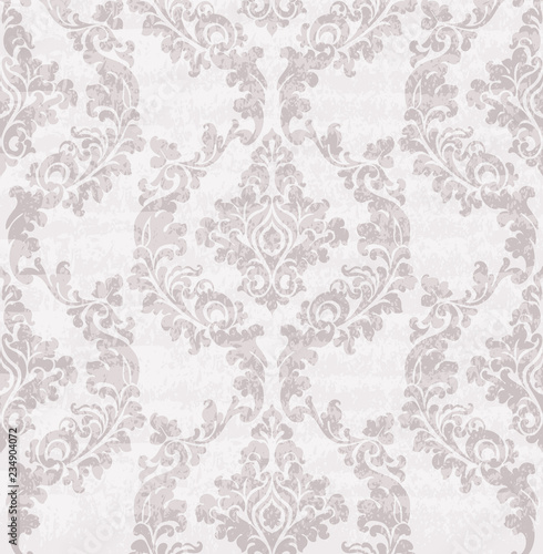 Vintage damask flourish ornamented pattern Vector. Victorian Royal texture. Flower decorative design. Lavender color decors