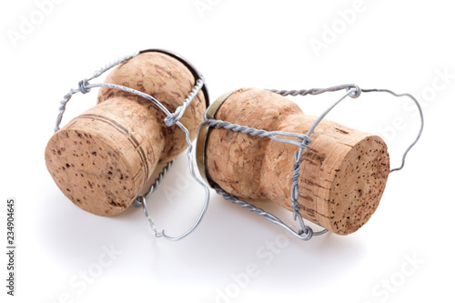 champagne corks isolated on white background