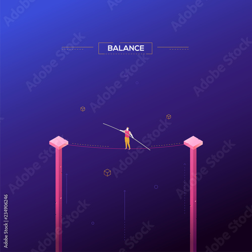 Balance concept - modern isometric vector web banner