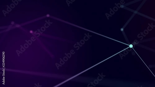 Abstract plexus Blockchain Technology concept backdrop. Geometrical background with seamless looped moving words, lines and dots 4k video.
