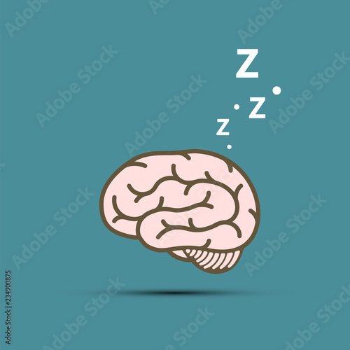Snoring human brain. Vector flat graphics style.
