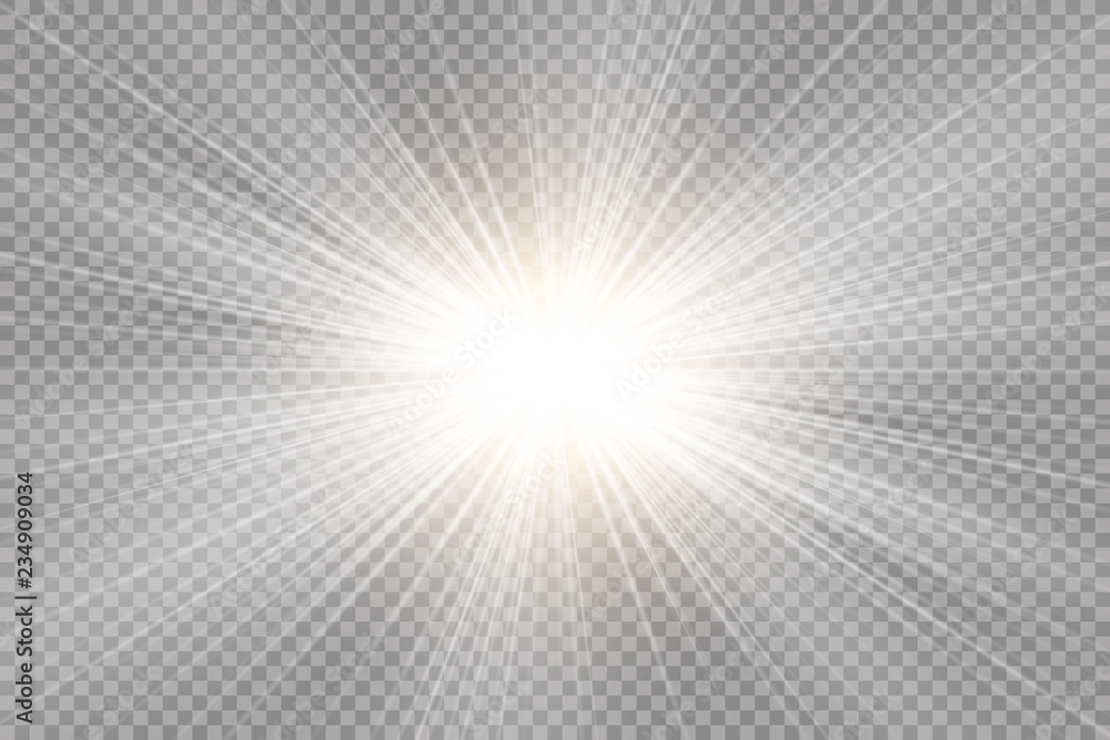 Glow transparent vector light effect set, explosion, glitter, spark, sun flash.  Vector illustration. - obrazy, fototapety, plakaty 