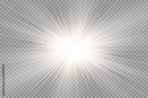 Glow transparent vector light effect set, explosion, glitter, spark, sun flash. Vector illustration.