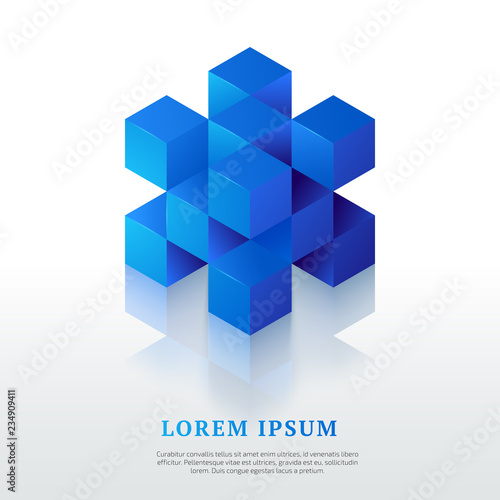 Abstract vector logo template. Isometric design element.