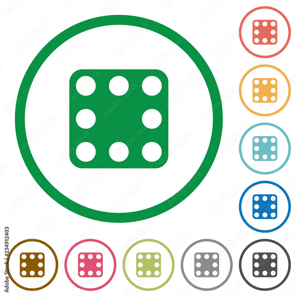 Domino eight flat icons with outlines Domino eight flat icons with outlines