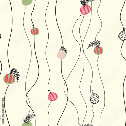 Vector Hanging Ornaments Seamless Pattern
