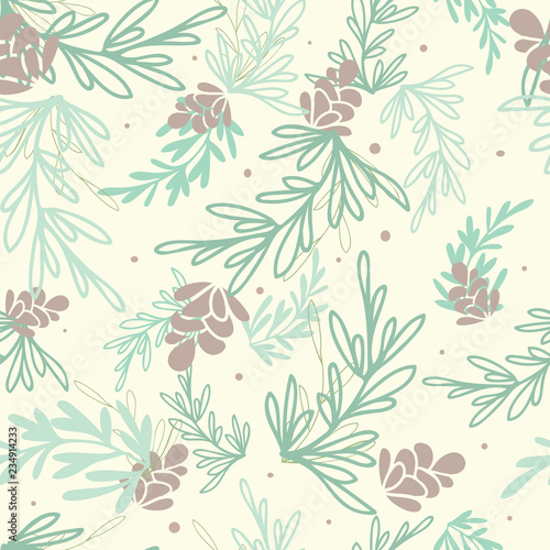Vector Falling Pine Leaves Seamless Pattern