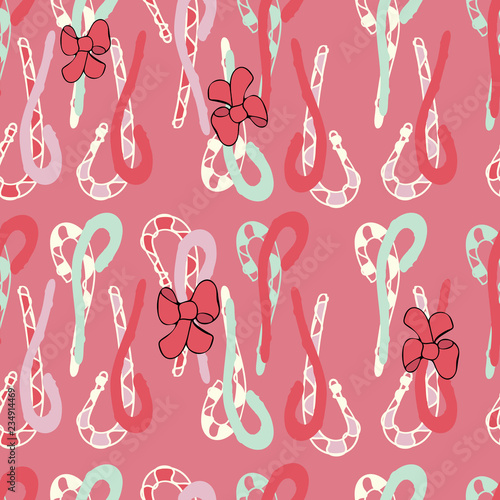 Vector Red Candy Canes Seamless Pattern