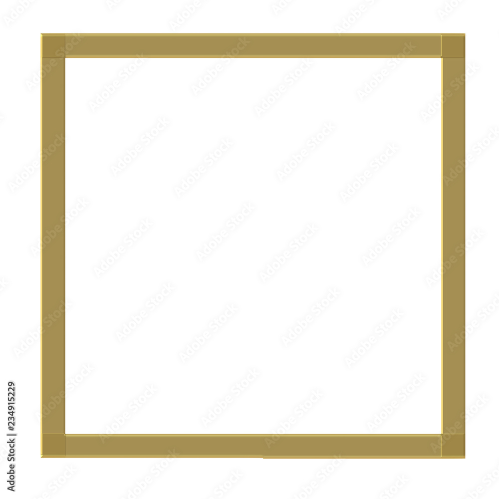 Simple gold frame isolated on white background. Square shape. Simple gold frame isolated on white background. Square shape.