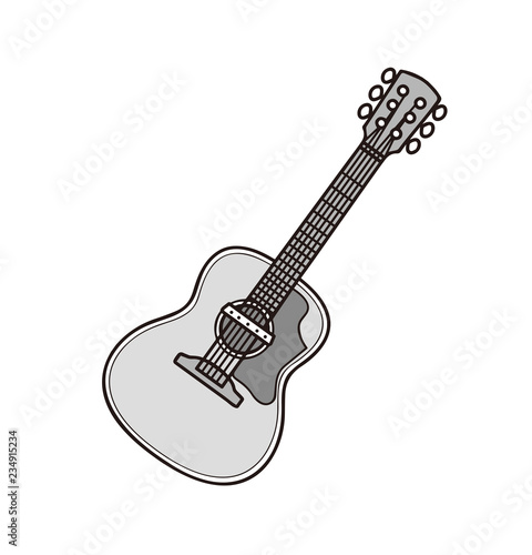 アコースティックギター　モノクロ　グレースケール