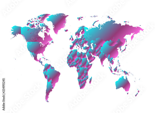 World map metallic neon gradient color, new trend design 2019