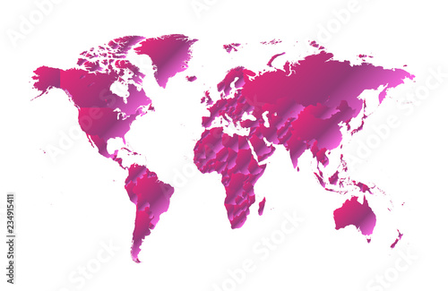 World map metallic pink gradient color  new trend design 2019