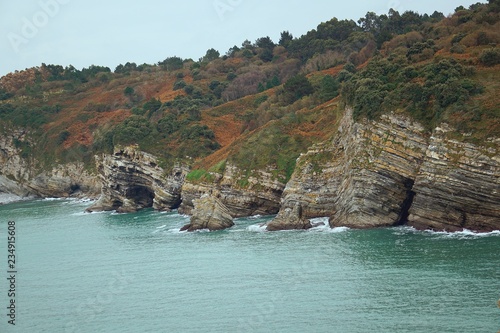 the cliff and ocean in the coast 
