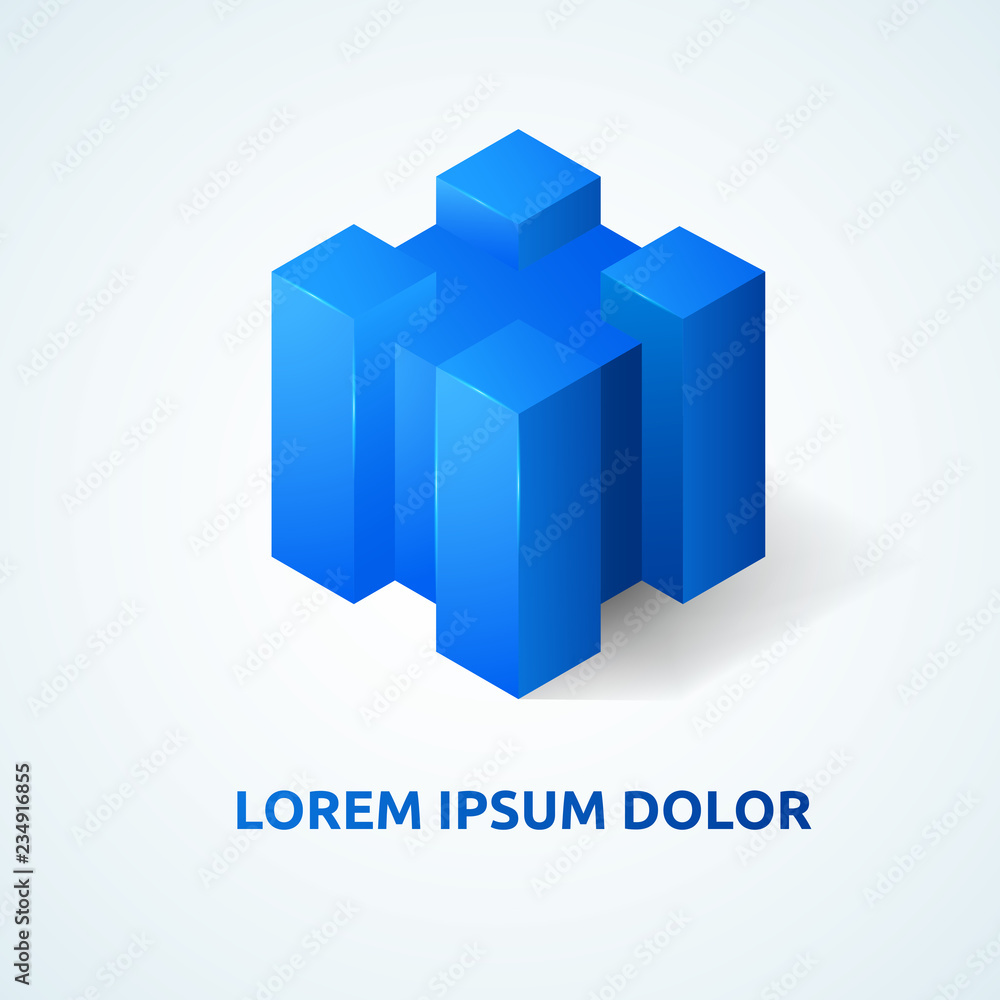 Fototapeta premium Abstract vector logo template. Isometric design element.