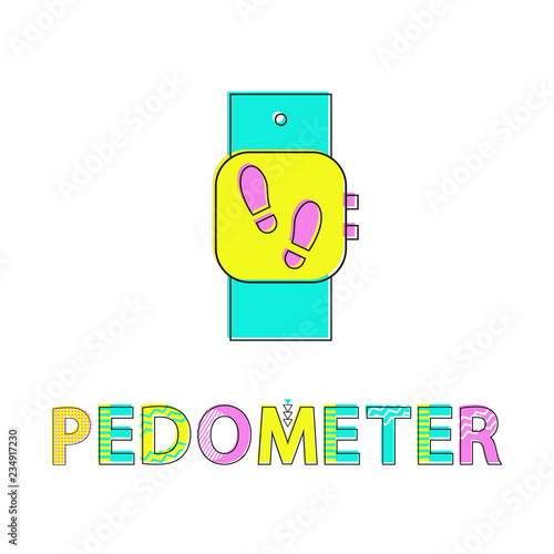 Pedometer Wristwatch Poster Vector Illustration