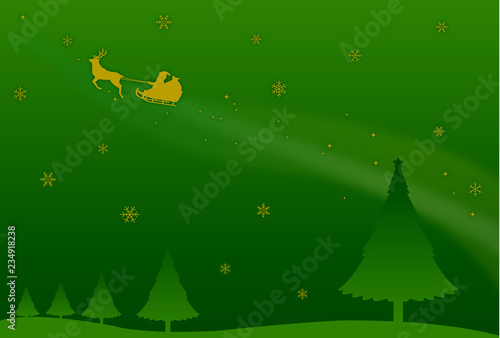 グリーティングカード　プレゼントを運ぶサンタクロース