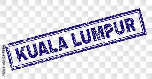 Canvas Print KUALA LUMPUR stamp seal print with rubber print style and double framed rectangle shape
