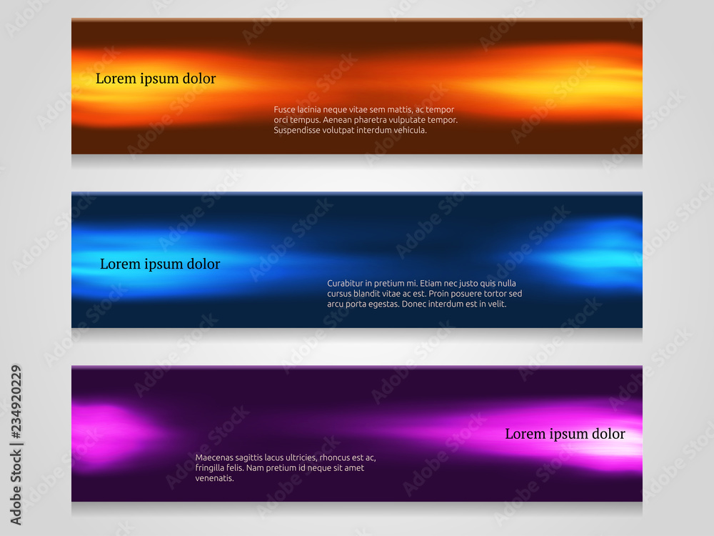 Set of smooth shiny banners. Vector illustration for flyers, web design or presentations. Set of smooth shiny banners. Vector illustration for flyers, web design or presentations.