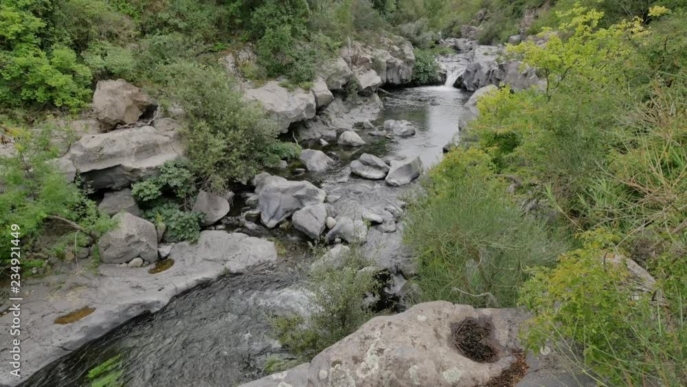 Alcantara River in Sicily. Canyon with waterfalls and interesting rock formations. Nature of Italy. Alcantara River in Sicily. Canyon with waterfalls and interesting rock formations. Nature of Italy.