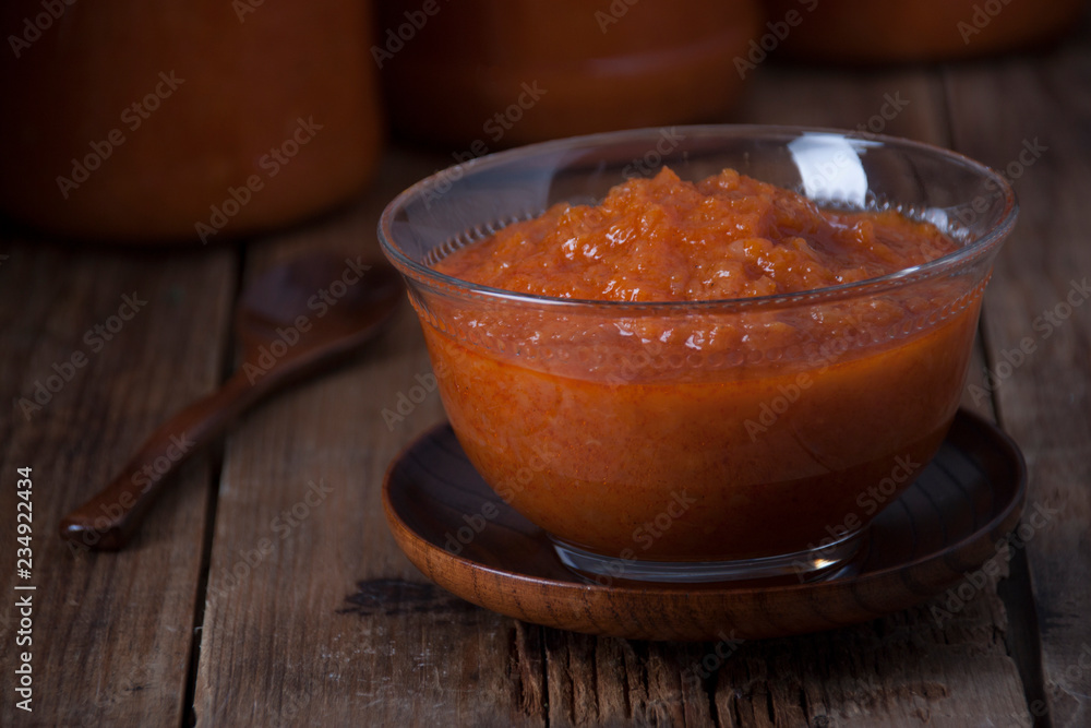 Squash caviar in a glass salad bowl Squash caviar in a glass salad bowl