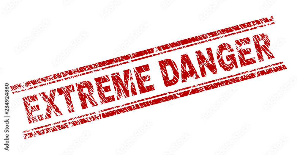 EXTREME DANGER seal stamp with distress texture. Red vector rubber print of EXTREME DANGER text with dirty texture. Text label is placed between double parallel lines. EXTREME DANGER seal stamp with distress texture. Red vector rubber print of EXTREME DANGER text with dirty texture. Text label is placed between double parallel lines.