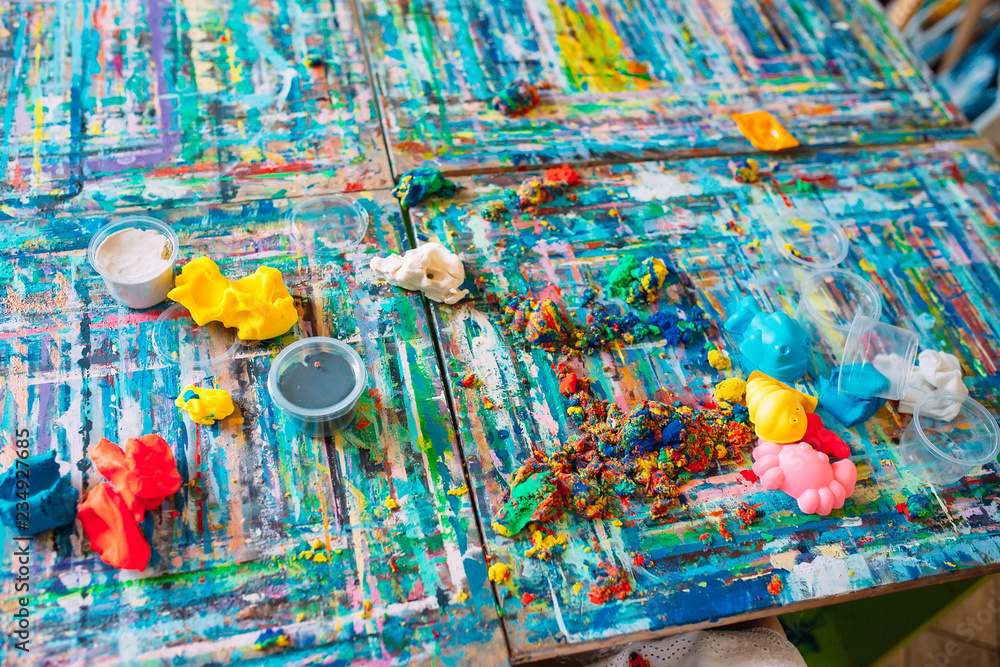 Fototapeta premium Kinetic sand on the table.