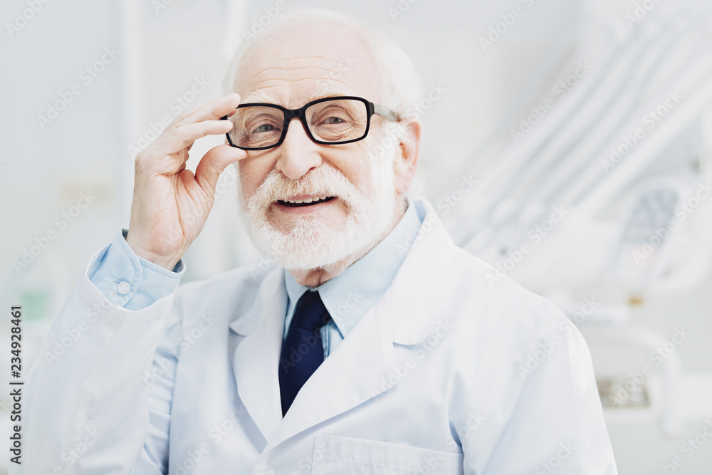 Vigorous male doctor greeting patient Vigorous male doctor greeting patient