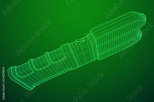 Police electro shocker taser stun gun. Wireframe low poly mesh vector illustration