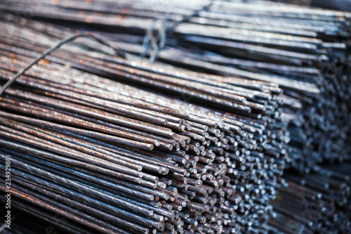 building armature are located in the warehouse of metallurgical products. Element of the constructional structure.