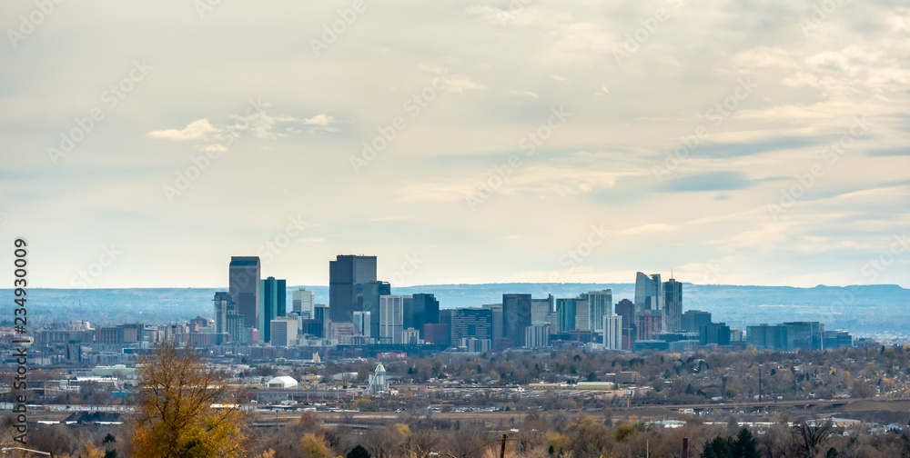 Downtown Denver Cityscape With Cloudy Skies in November Downtown Denver Cityscape With Cloudy Skies in November