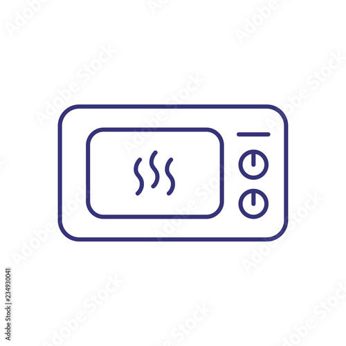 Microwave oven line icon. Timer, electric device, ready-to-cook food. Home appliances concept. Can be used for topics like cooking, kitchen, electronics