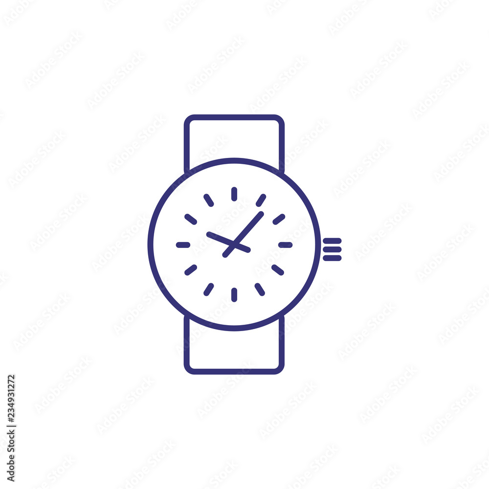 Wristwatch line icon. Wrist watch, accessory, clock. Time concept. Can be used for topics like business, accuracy, punctuality Wristwatch line icon. Wrist watch, accessory, clock. Time concept. Can be used for topics like business, accuracy, punctuality