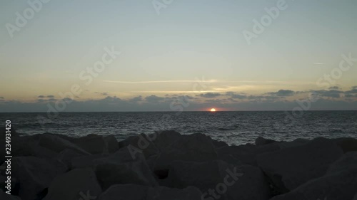 rocky shoreline with camera movement
