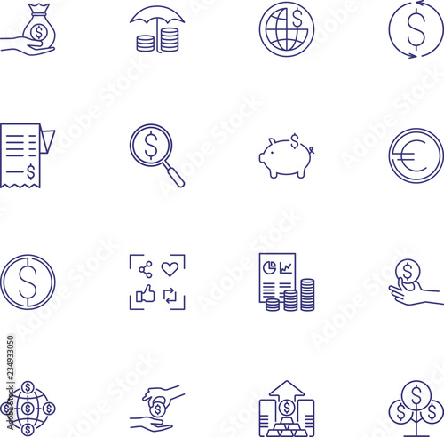 Financial forecast icons. Set of line icons. Analytics, profit, capital. Budget concept. Vector illustration can be used for topics like saving money, income, fund