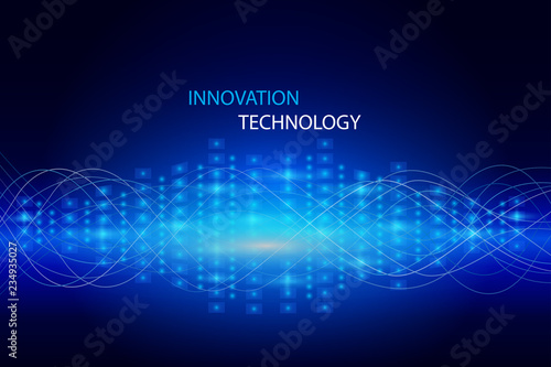 Futuristic communication and digital sound wave. Abstract data and innovation technology background. Vector Illustration.